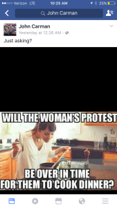 Atlantic County Republican Freeholder John Carman came under fire for a misogynistic Facebook post about the Women's March this weekend,