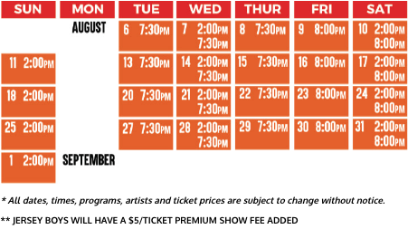 Jersey Boys Show Calendar
